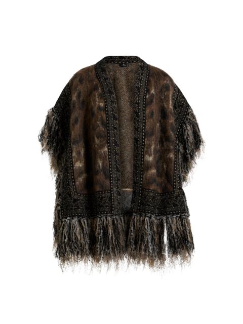 Etro Fringed Knit Cape brown