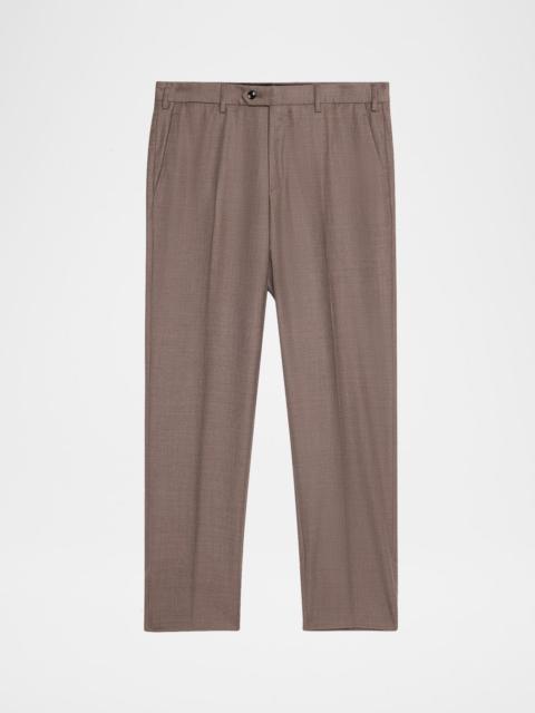 GIORGIO ARMANI Men's Sharkskin Wool Flat-Front Trousers