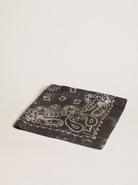 Golden Goose Anthracite gray scarf with paisley print