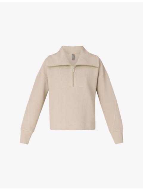 Sweaty Betty Peaceful Half-Zip Ribbed Stretch-Cotton Sweatshirt