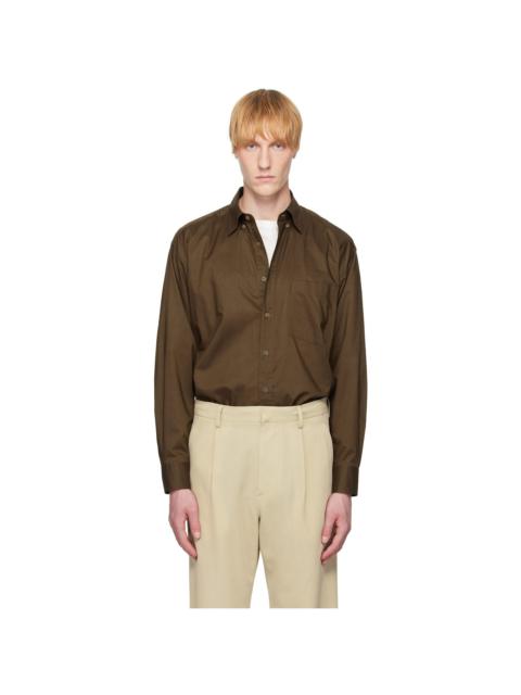 Brown Washed Finx Typewriter Button Down Shirt