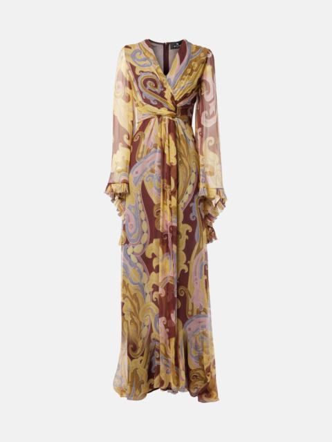 Etro Printed gathered silk chiffon gown