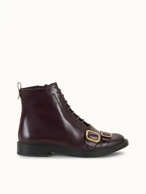 Tod's ANKLE BOOTS IN LEATHER - BURGUNDY