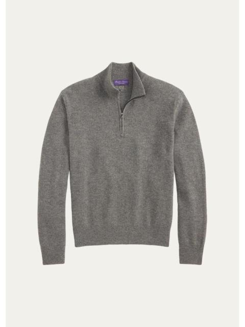 Ralph Lauren Men's Textured Cashmere Quarter-Zip Sweater