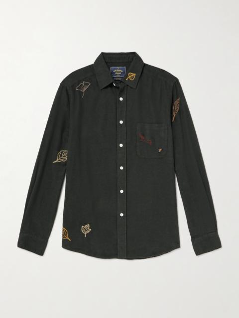 Portuguese Flannel Fall Leaves Embroidered Cotton-Flannel Shirt