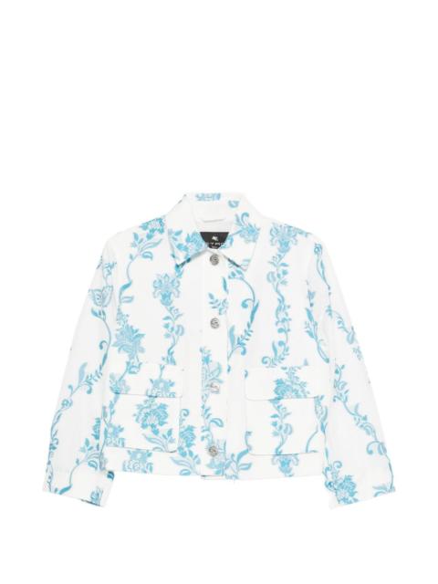 Etro floral-embroidered patch-pockets jacket