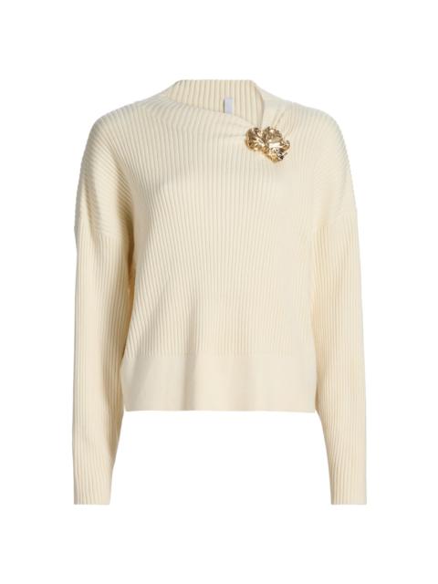 Acler Women's Westie Floral-Detail Knit Sweater - Pearl