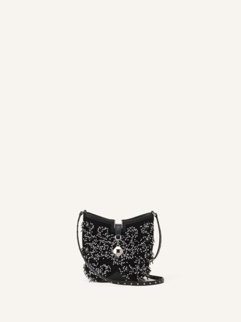 Lanvin CATCH BY LANVIN EMBROIDERED LEATHER BUCKET BAG