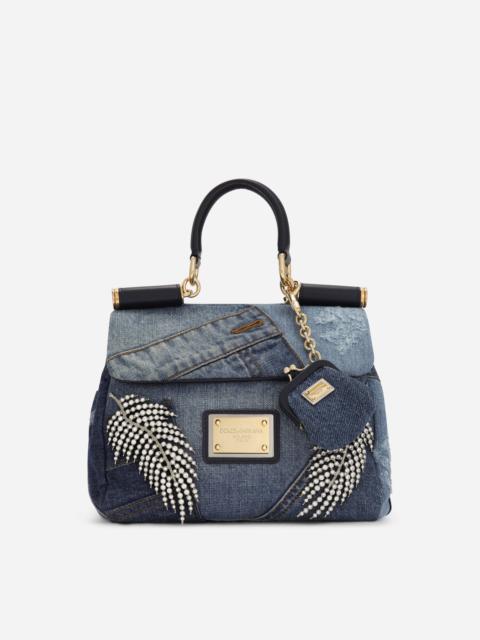 Dolce & Gabbana Small patchwork denim Sicily soft bag with embroidery