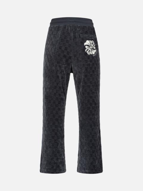 EVISU CONCAVE CHECK PATTERN KAMON EMBROIDERY STRAIGHT FIT SWEATPANTS