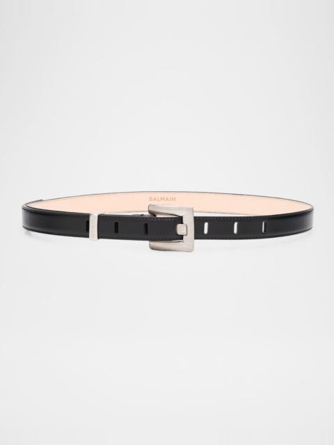 Balmain Anthem Calfskin Leather Belt