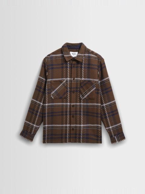 Wax London Whiting - Brown And Blue Moon Check Overshirt