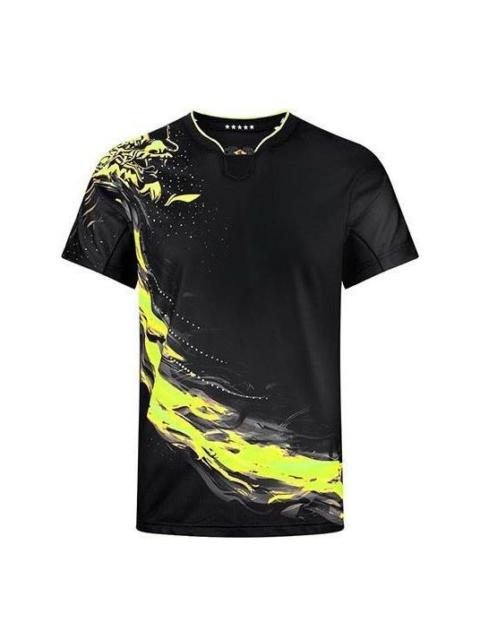 Li-Ning Li-Ning Fast-Dry Table Tennis Dragon T-Shirt 'Black Yellow' AAYR357-2