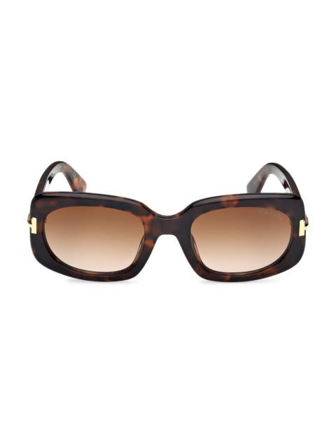 TOM FORD Women's ICON 54MM Rectangle Sunglasses - Dark Havana Brown