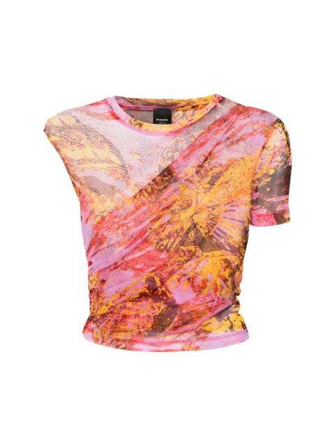 abstract-print asymmetric blouse