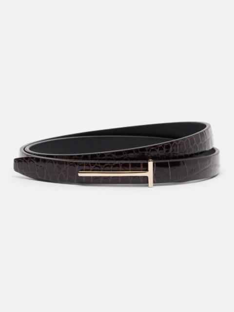 TOM FORD T croc-effect leather belt