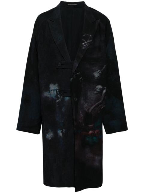 Yohji Yamamoto single-breasted graphic-print coat