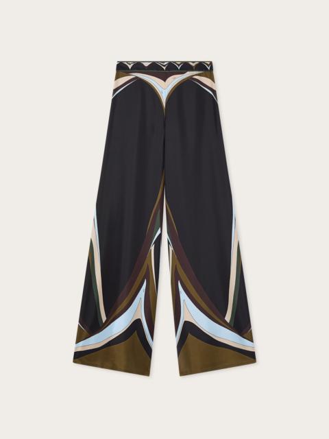 PUCCI FARI PRINT SILK PALAZZO PANTS