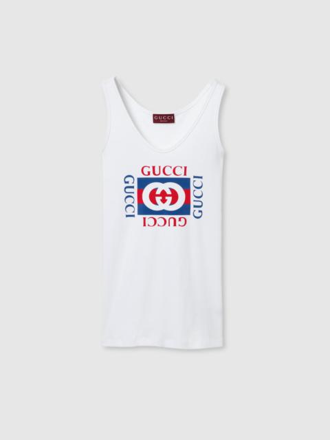 GUCCI Rib cotton tank top with Gucci print