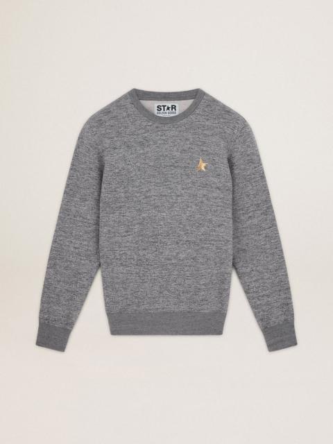 Golden Goose Melange-gray Archibald Star Collection cotton sweatshirt with contrasting gold star on the front
