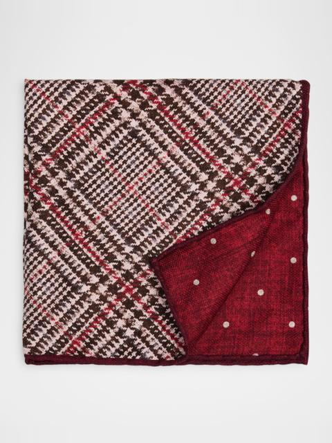 Brunello Cucinelli Men's Tartan Check Silk Pocket Square