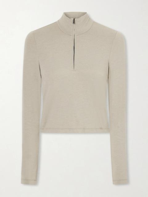 JAMES PERSE Cropped Cotton-blend Half-zip Top