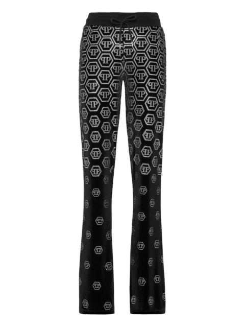 PHILIPP PLEIN monogram-embellished velvet trousers