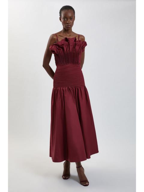 KAREN MILLEN Taffeta Ruffle Detail Midi Dress