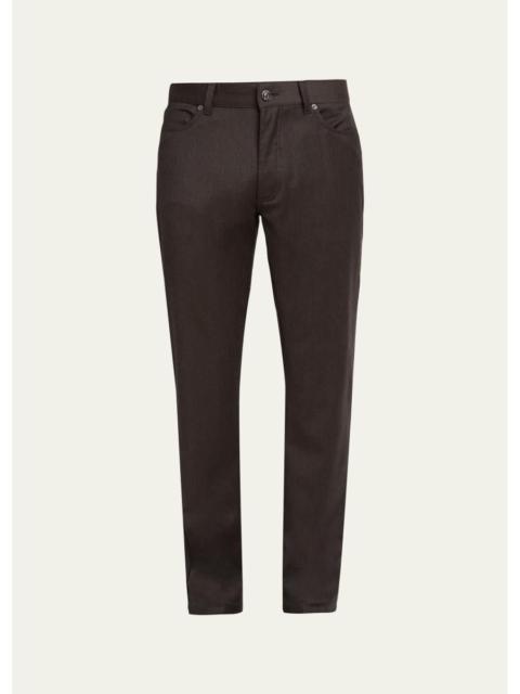 ZEGNA Men's Wool Flannel Straight Fit Five-Pocket Pants
