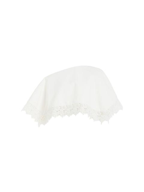 A.W.A.K.E. MODE Cotton-Blend Lace Trim Big Collar Top off-white
