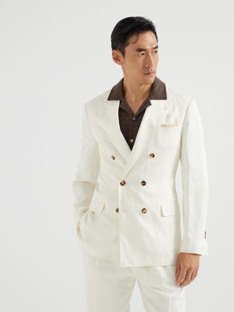 Délavé silk and linen twill one-and-a-half breasted deconstructed blazer
