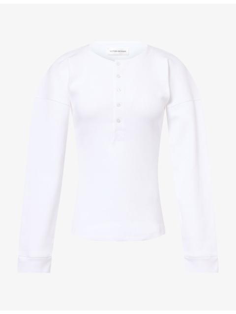 Victoria Beckham Hazel Ribbed Long-Sleeve Cotton Top