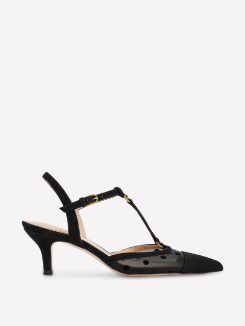 BODEN T-Bar Point Heels-Black Mesh