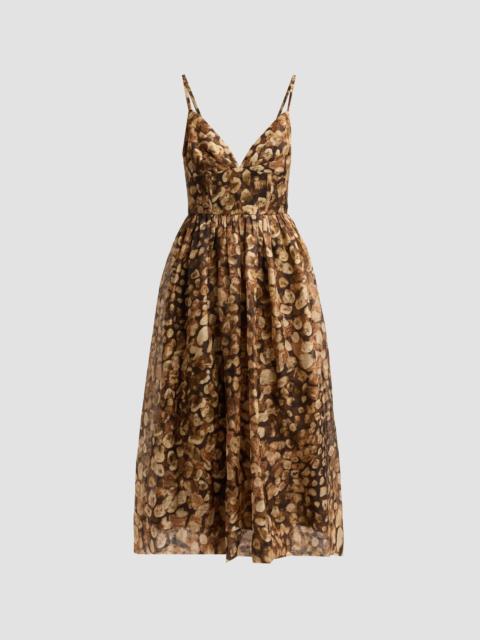 Cara Cara Women's Miro Printed Linen-Silk Midi Dress - Galets Brown