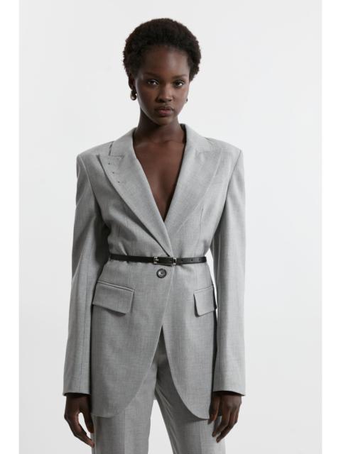 KAREN MILLEN Tailored Darted Waist Belted Notch Neck Blazer