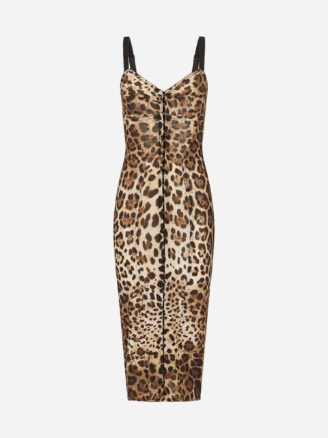 Dolce & Gabbana Marquisette calf-length dress with leopard print
