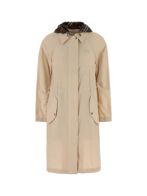 Burberry Cream Stretch Nylon Newbury Parka Coat Calicobeige Polyamide (nylon) Elastane Trench