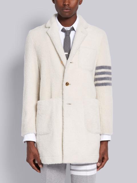 Thom Browne White Dyed Shearling 4-Bar Sack Overcoat