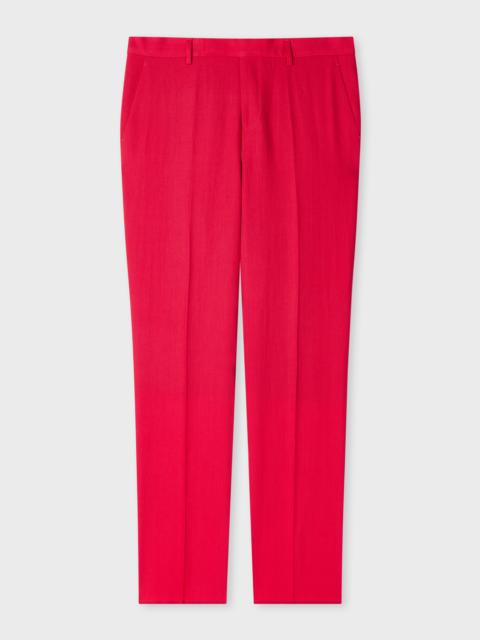 Tapered-Fit Fuchsia Linen Trousers