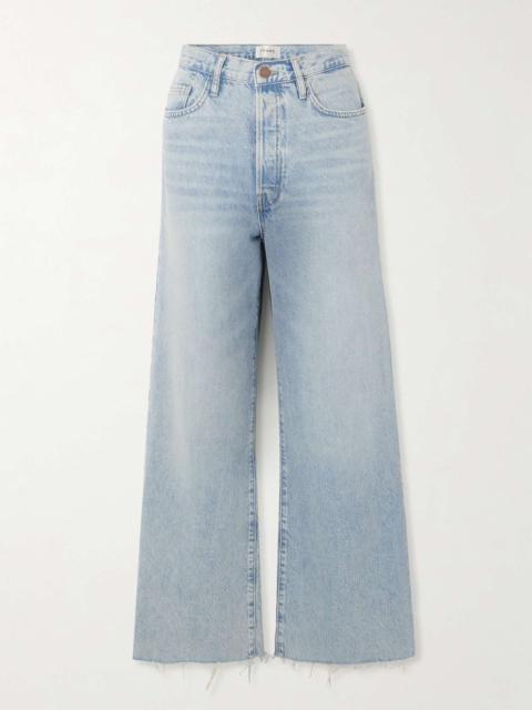 FRAME Le Low Baggy distressed high-rise wide-leg jeans Light denim