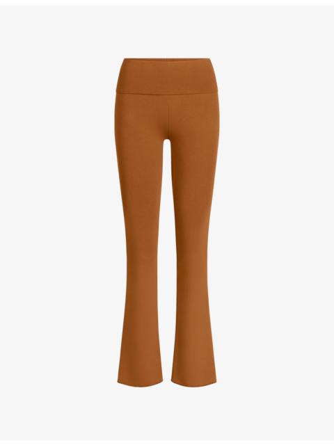 Foldover Flared Stretch-Cotton Trousers