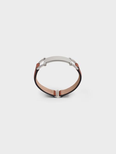 CELINE CELINE PLAQUE BRACELET IN CALFSKIN AND BRASS WITH RHODIUM FINISH
