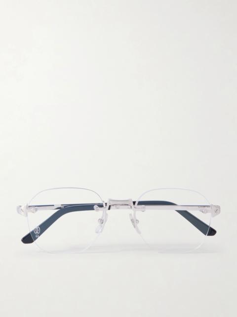 Cartier Santos de Cartier Rimless D-Frame Silver-Tone Optical Glasses