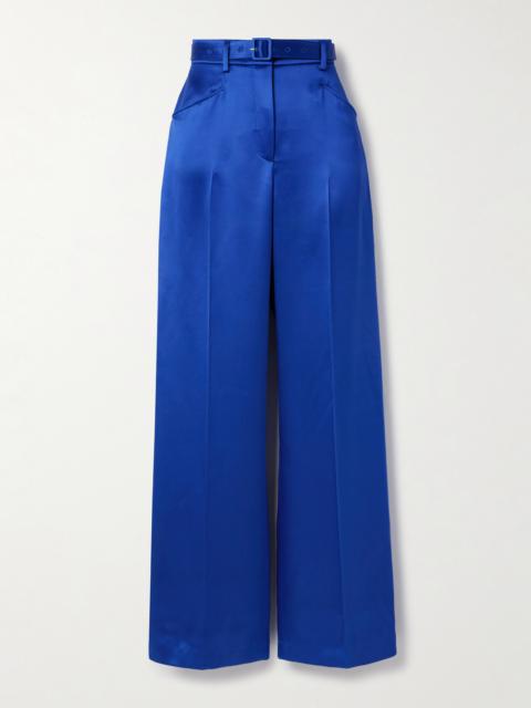GABRIELA HEARST Norman Belted Silk-satin Straight-leg Pants