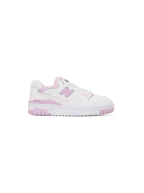 New Balance White & Pink 550 Sneakers
