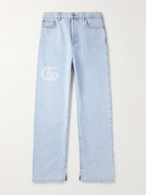 GUCCI Straight-Leg Logo-Print Jeans