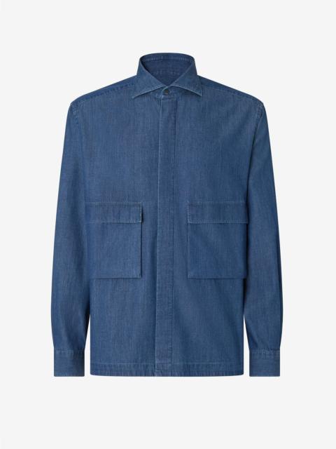 CORNELIANI Dark blue denim shirt