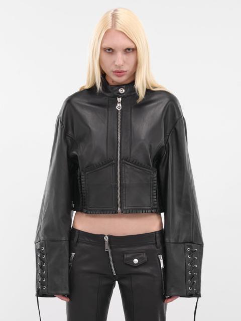 Blumarine Black Lamb Leather Cropped Jacket