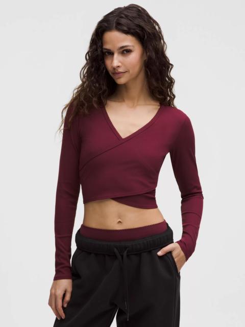 lululemon Nulu Ribbed Wrap-Front Long-Sleeve Shirt *Heart