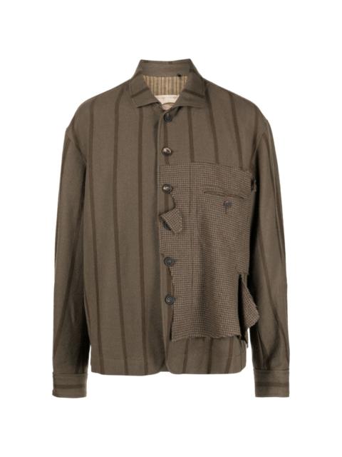 stripe-pattern spread-collar jacket